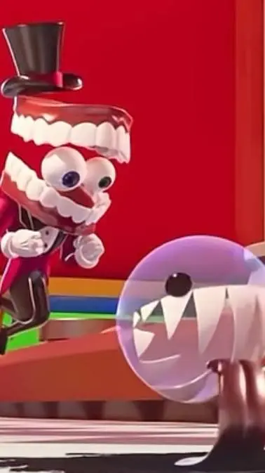 ai character: Caine and bubbles background