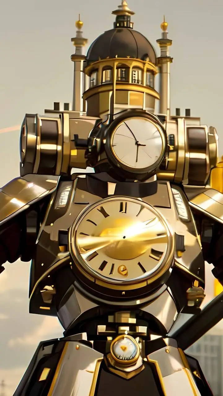 ai character: clock man titan background