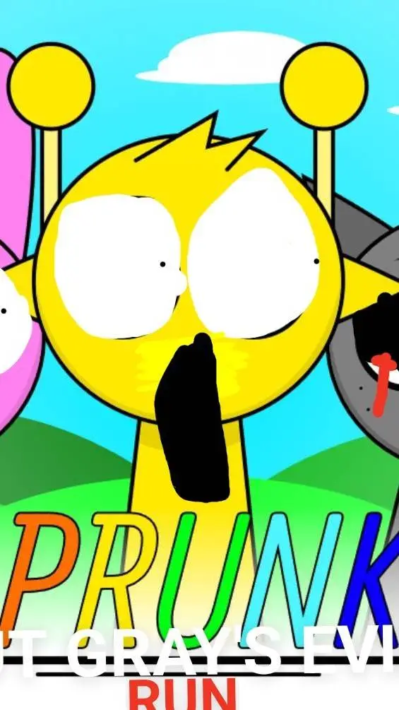 ai character: sprunki but gray.  background