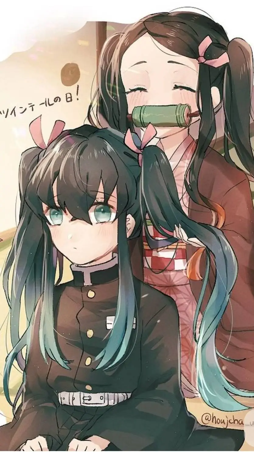 ai character: nezuko x muichiro  background