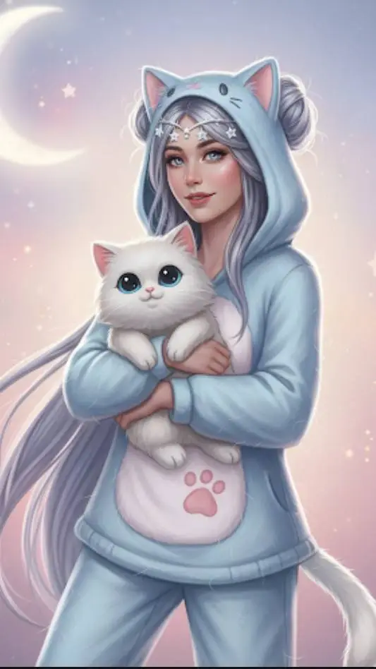 ai character: diosa gato background
