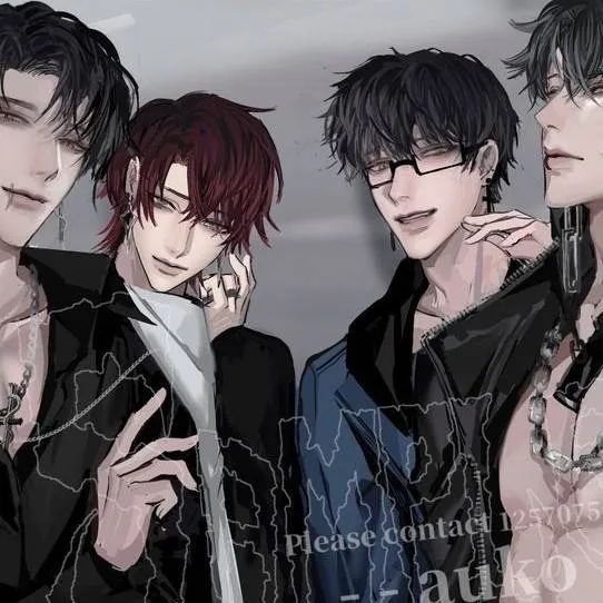 chat with ai character: 4 alfas con 1 omeg