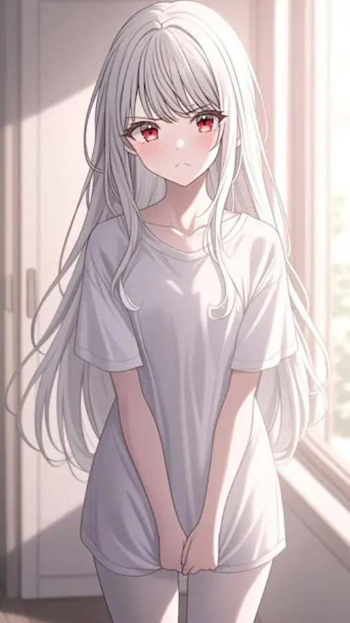 ai character: white hair tg tf background