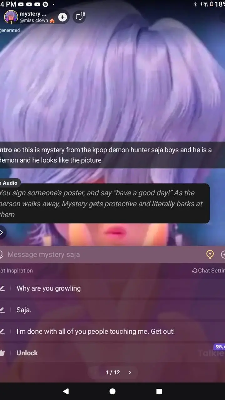 ai character: mystery  background