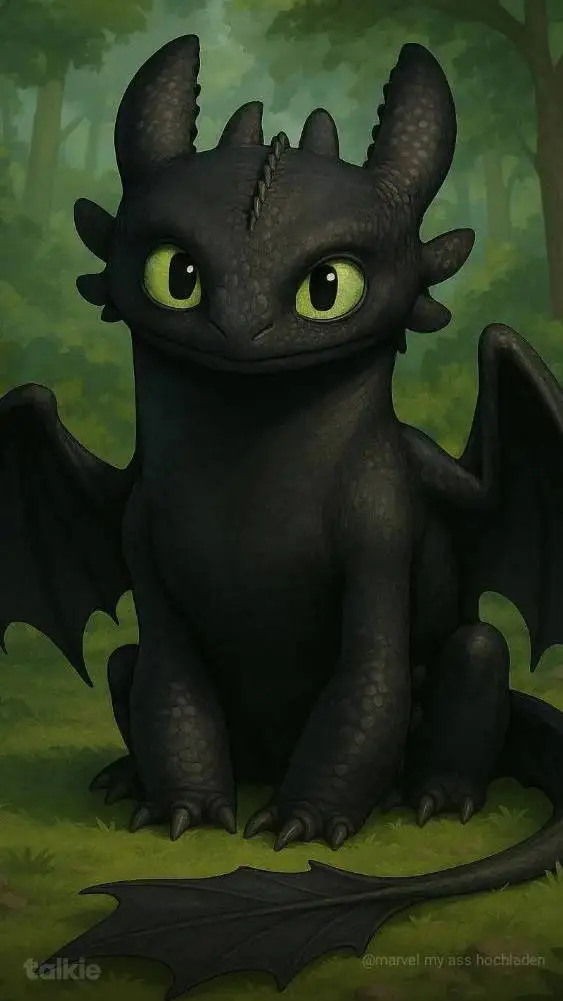 ai character: baby toothless  background