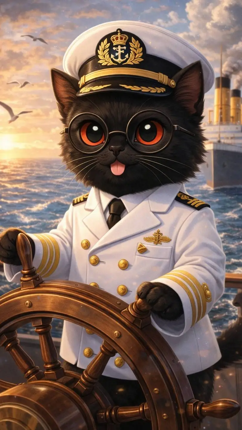 ai character: Opi as Titanic cap background