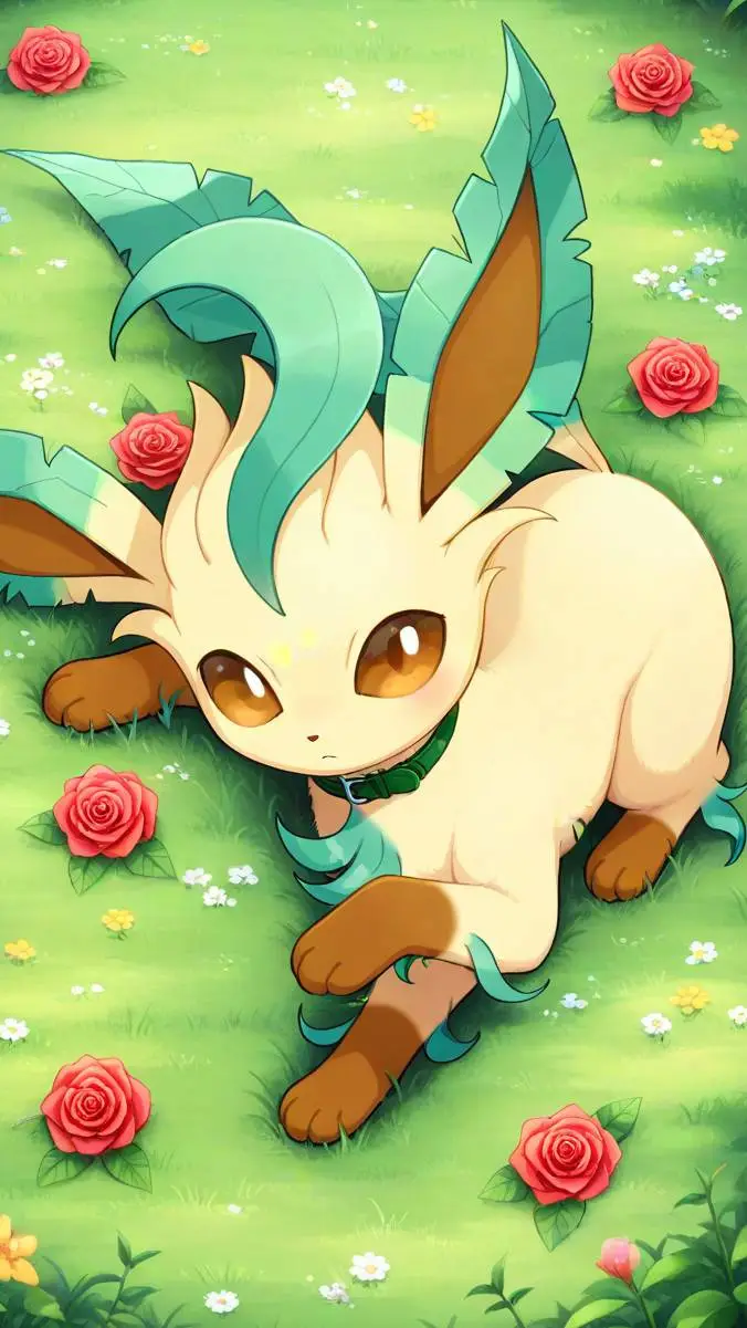 ai character: pet leafeon  background