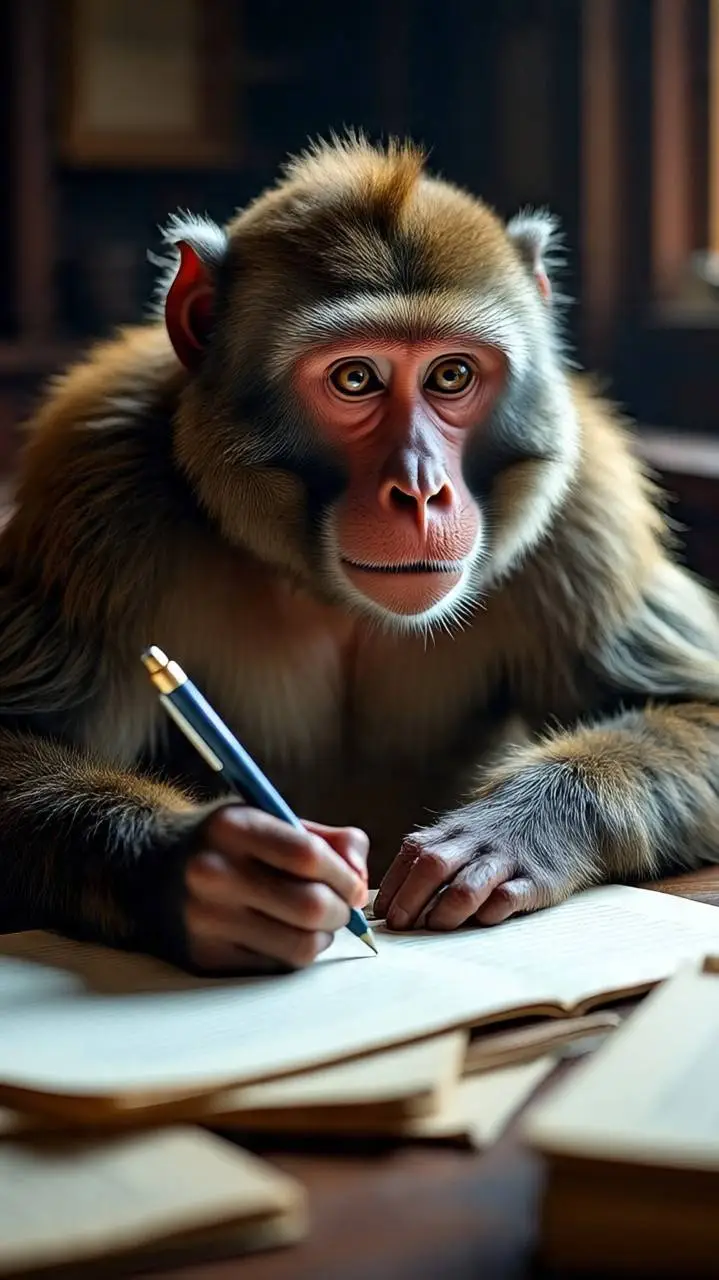 ai character: un mono sabio background