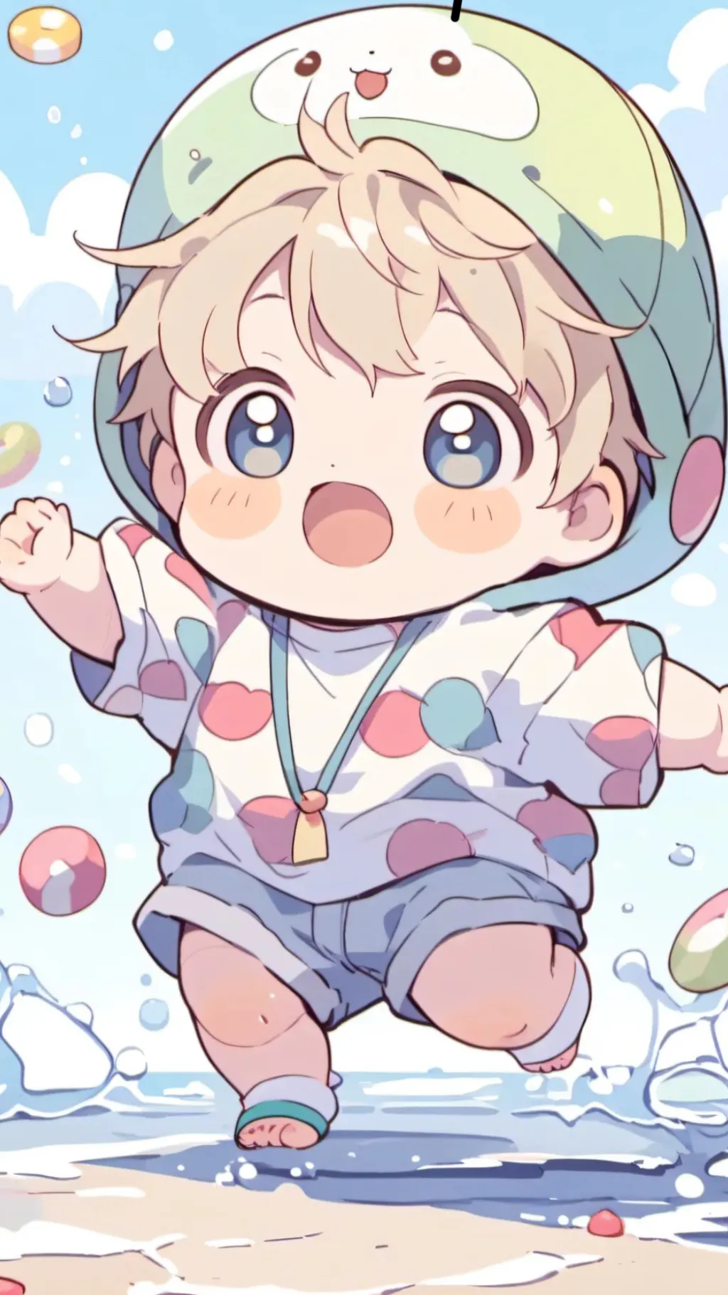 ai character: Beach baby 🌊☀️ background