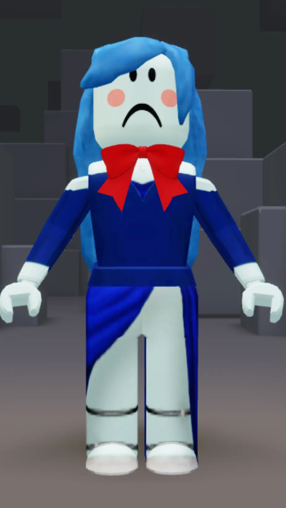 ai character: Blue dress girl background