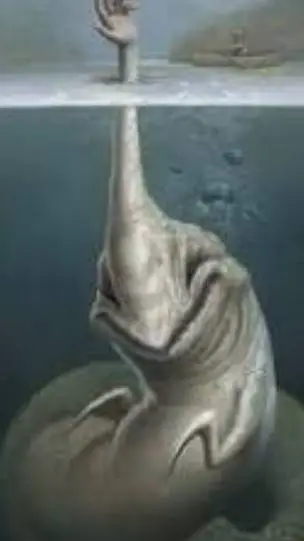 ai character: hand sea monster background