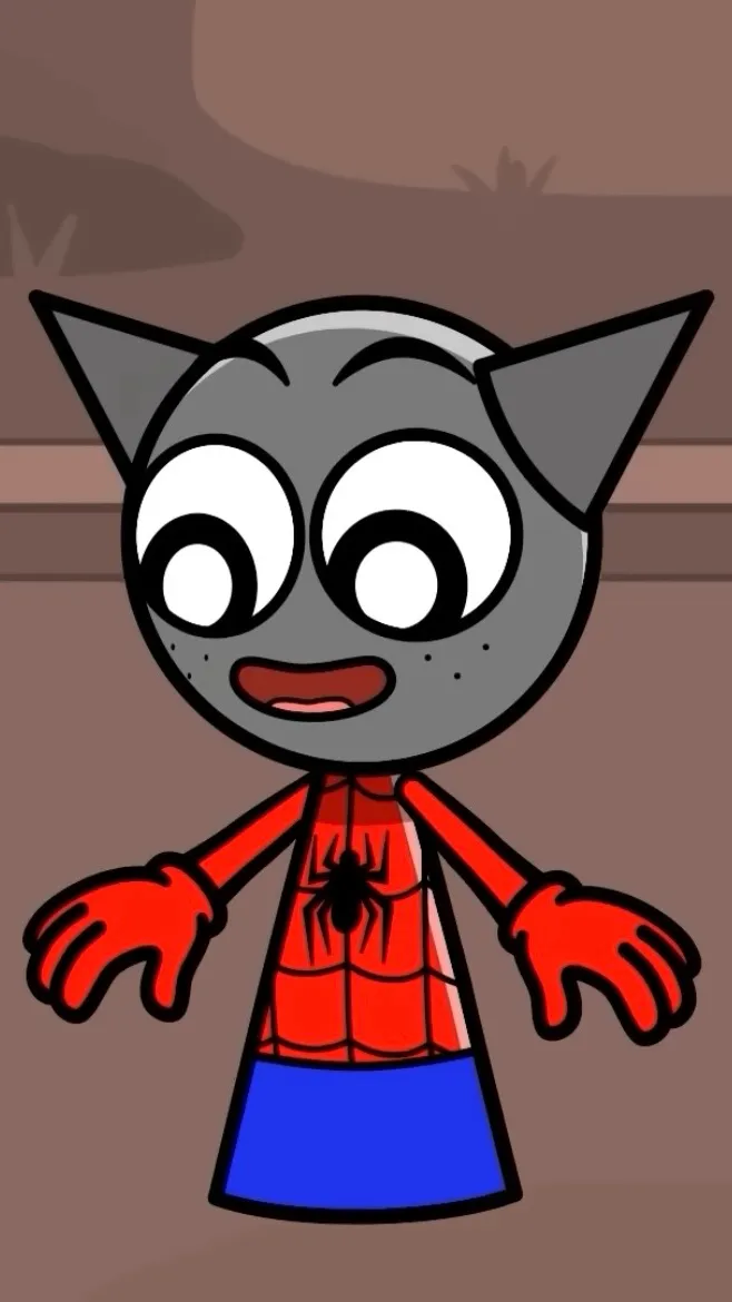 ai character: Grey sprunki sm background