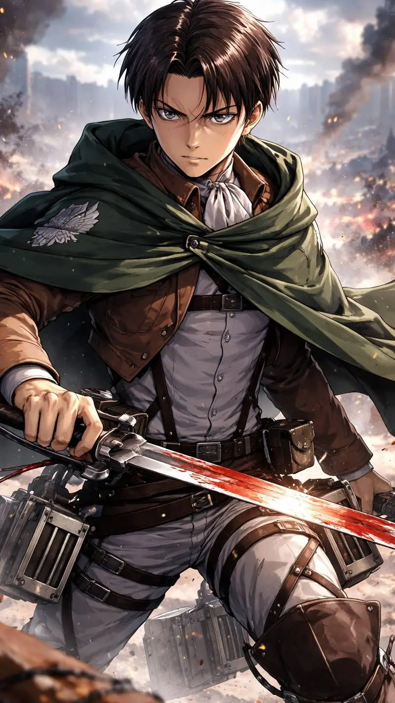 ai character: captain Levi aot background