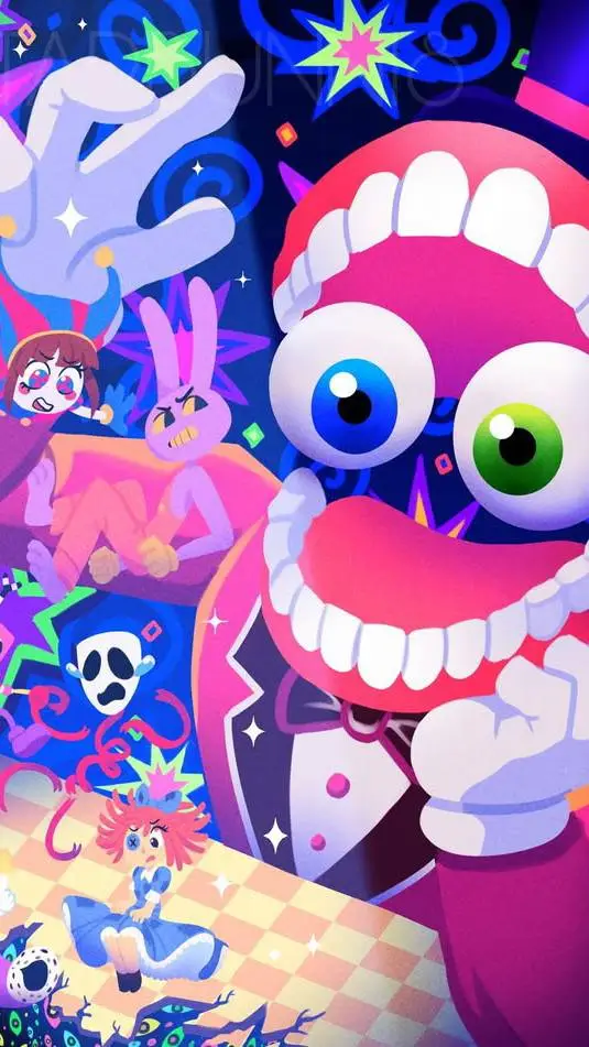 ai character: Digital circus background