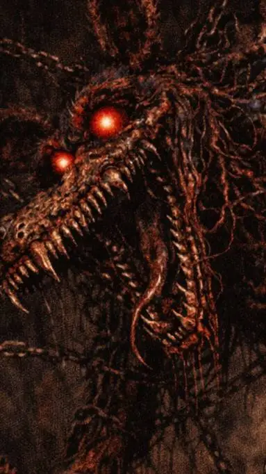 ai character: BURNING background