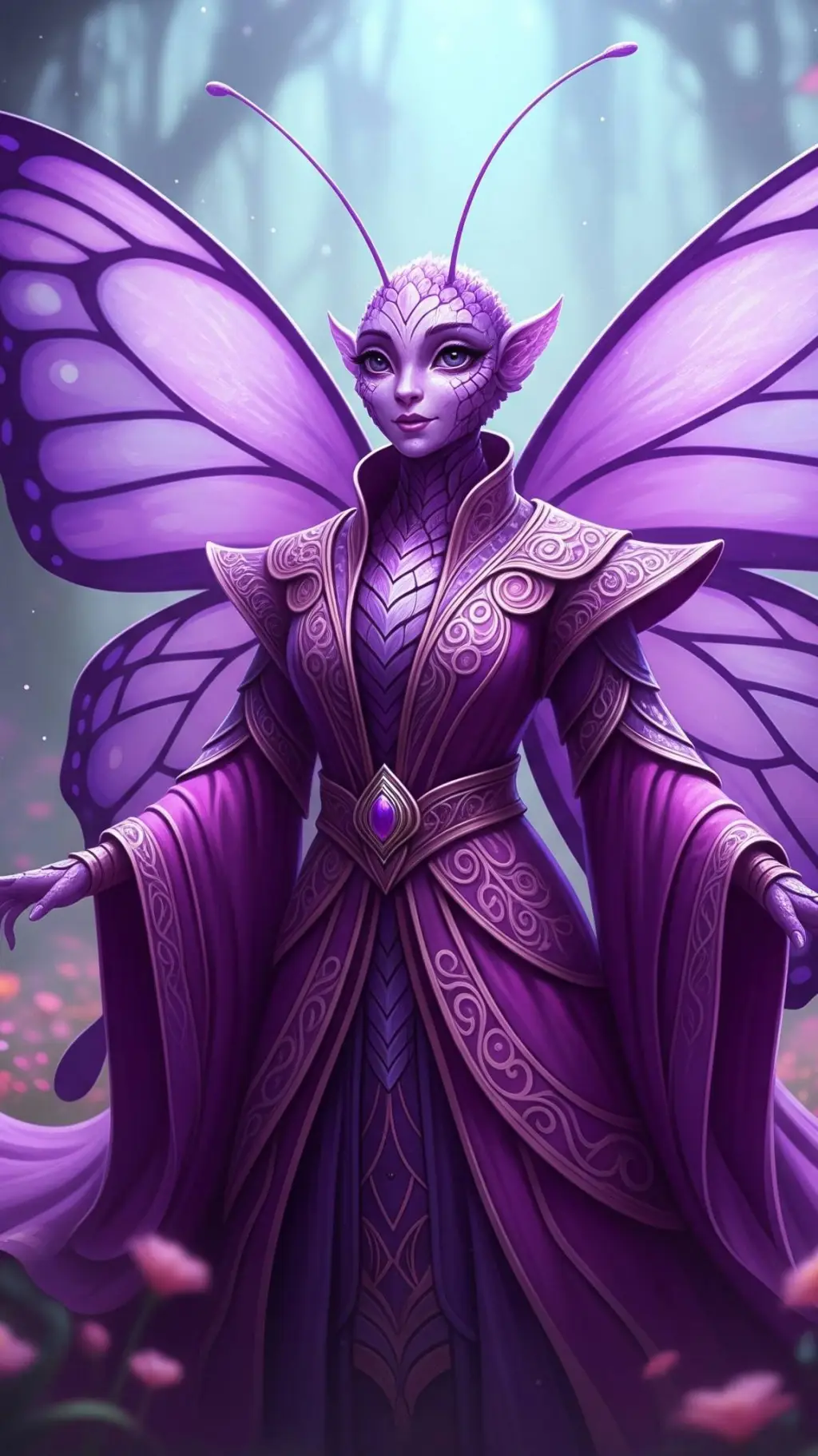 ai character: Lilac background