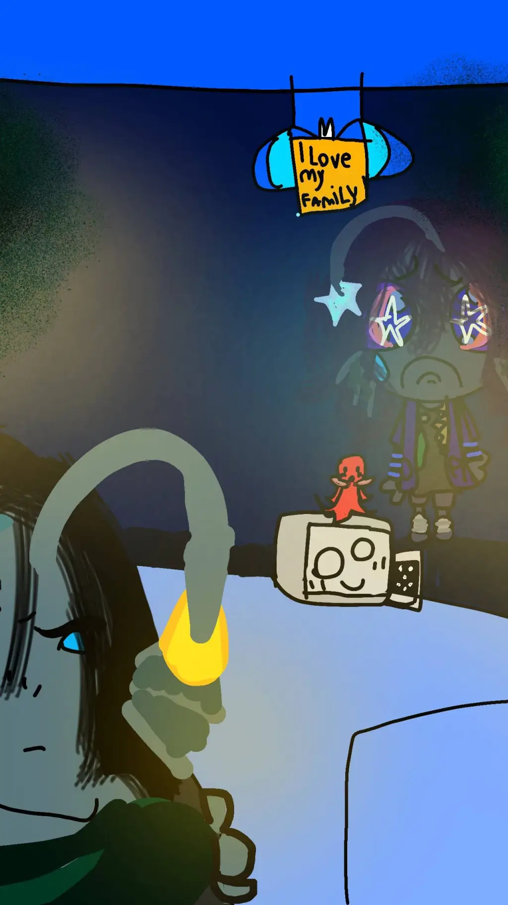 ai character: saturn and Sebby! background