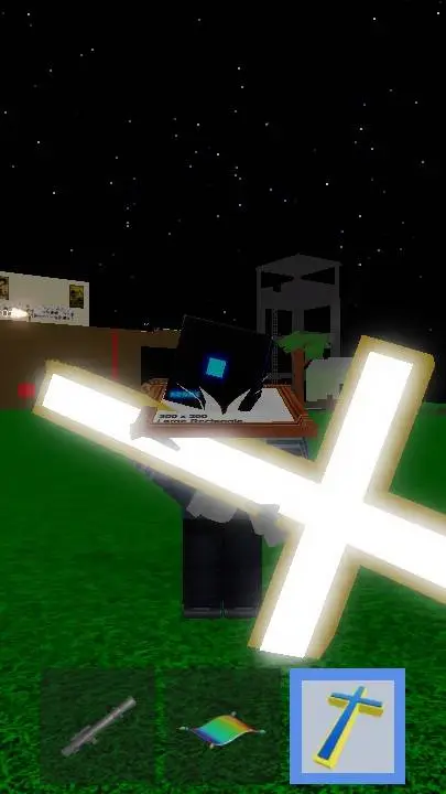 ai character: Rufufu con la cruz background