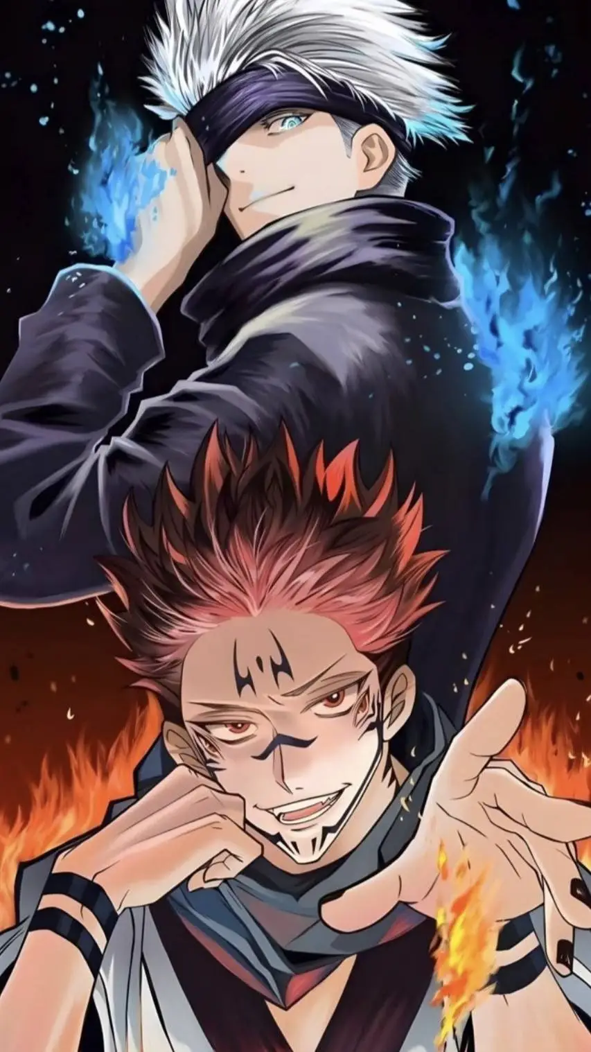 ai character:  Gojo and Sukuna  background