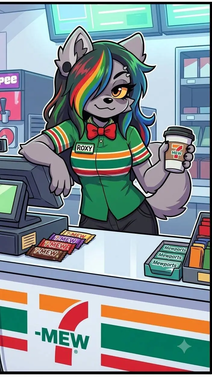 ai character: Roxy the raccoon  background