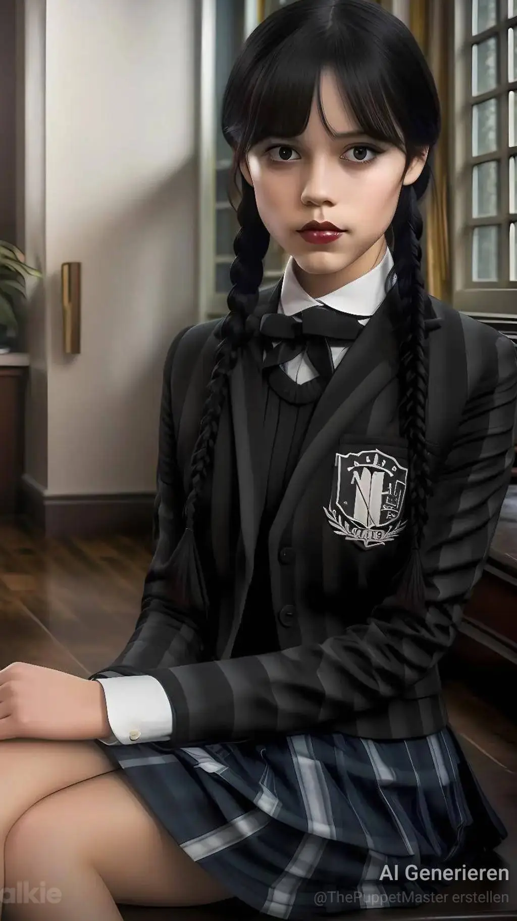 ai character: wednesday Adams  background