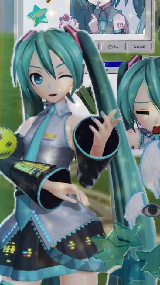 ai character: HATSUNE MIKU background