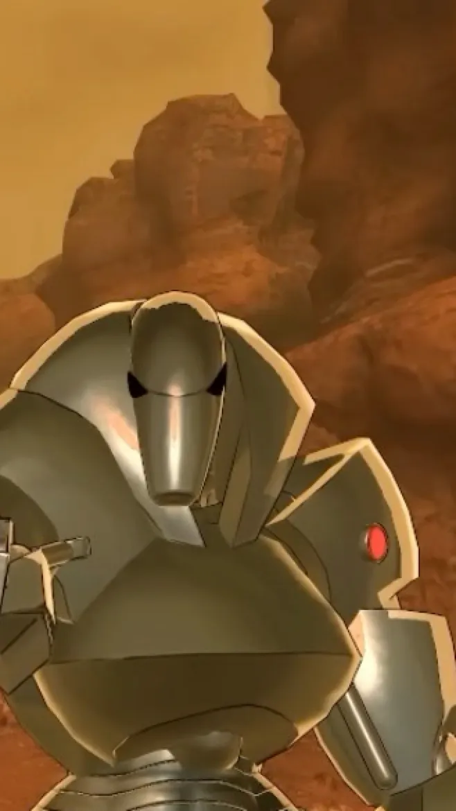 ai character: Heavy female droid background