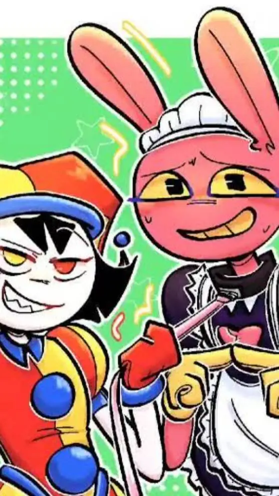 ai character: evil pomni x Jax  background