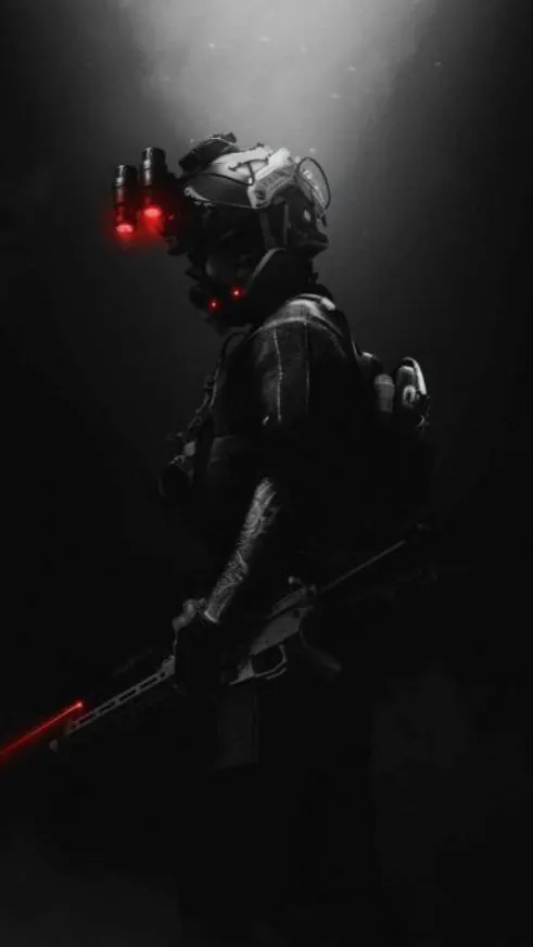 ai character: Militar de Negro background