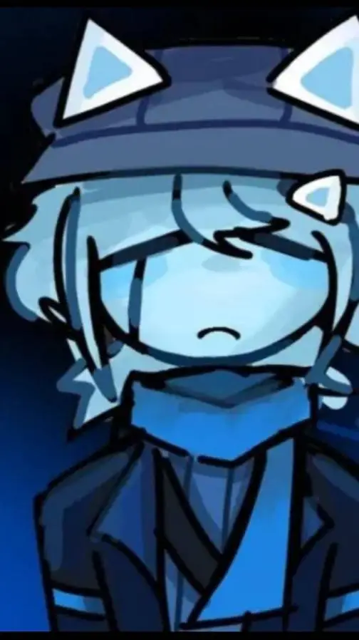 ai character: angel blue triste background