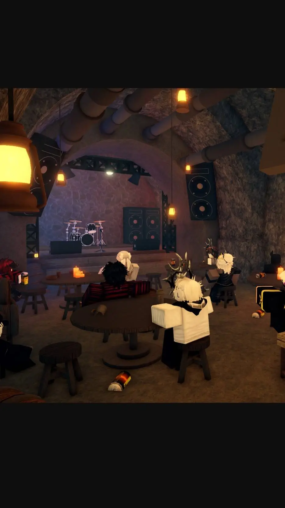 ai character: Under music venue background