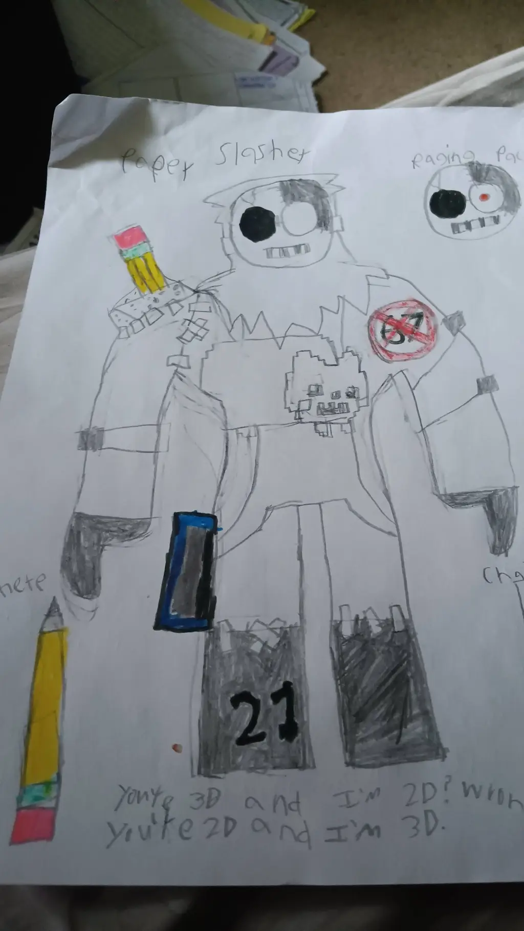 ai character: Paper Slasher background