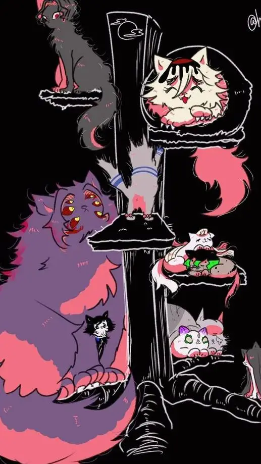 ai character: kny cats background