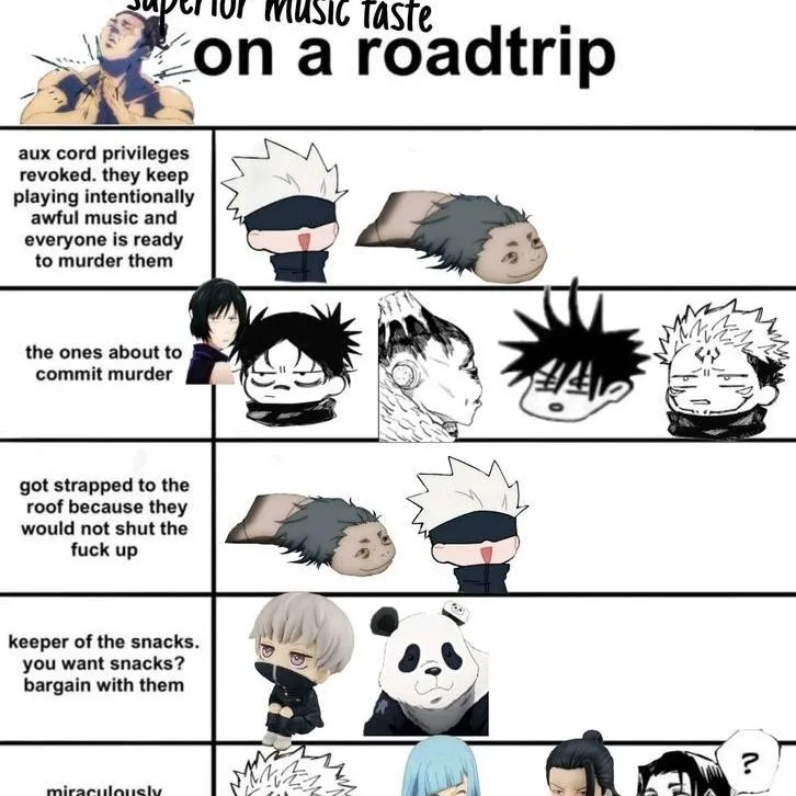 chat with ai character: JJK road trip
