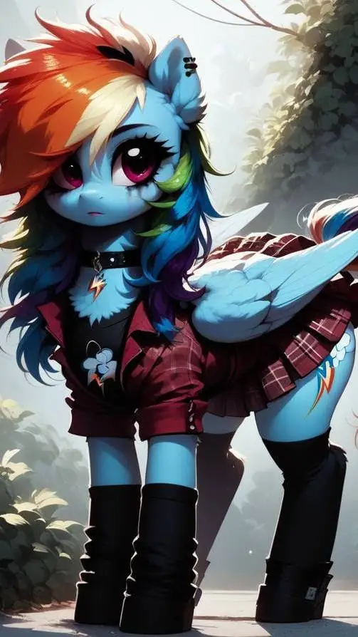 ai character: goth dash 💙🌈 background
