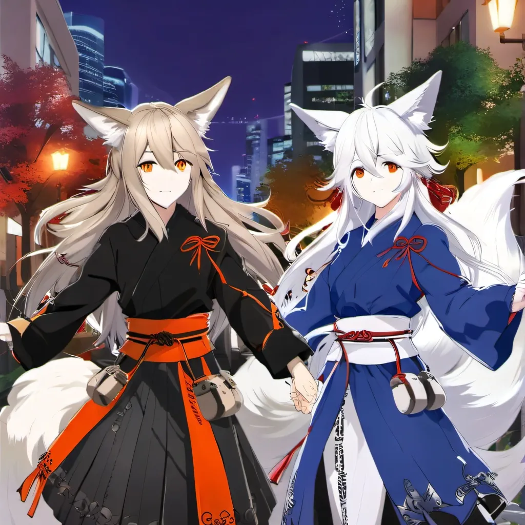 chat with ai character: two Wolfs girls ❤️