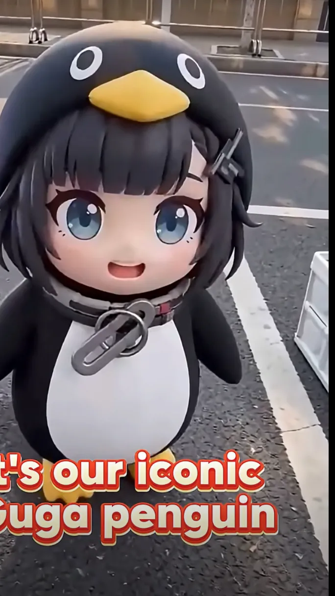 ai character: Guga penguin  background