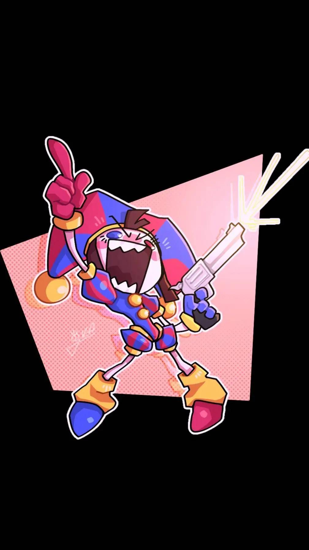 ai character: Pomni gun background