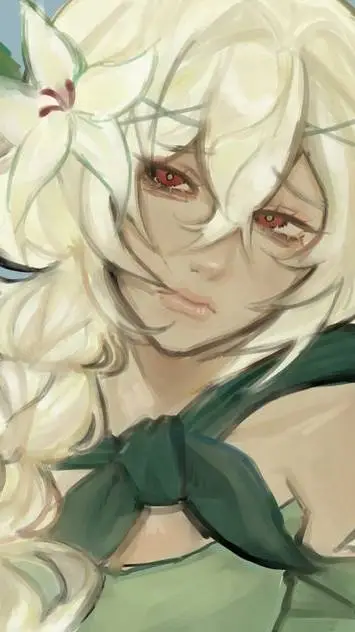 ai character: white lily background