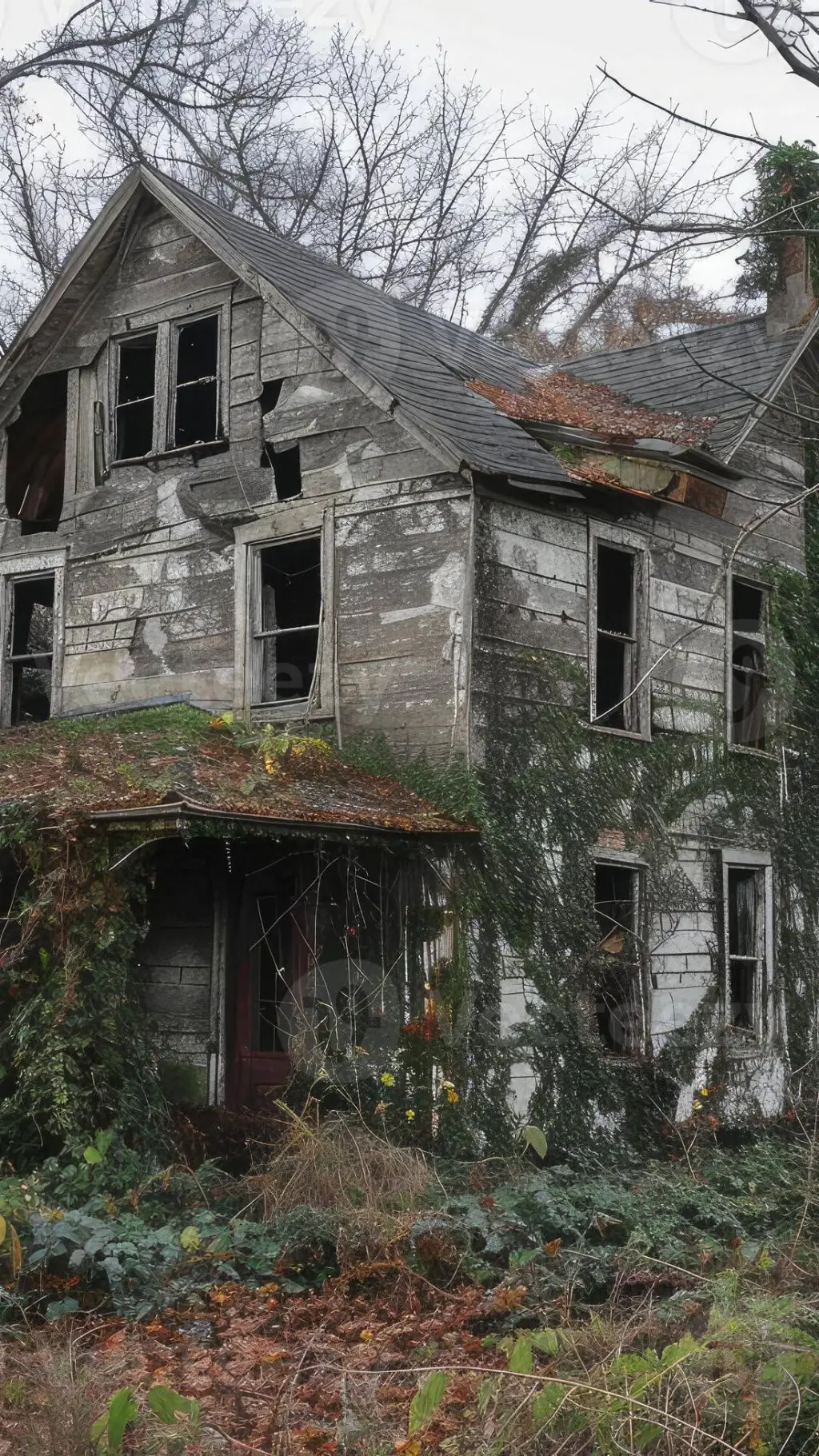 ai character: abandoned house background