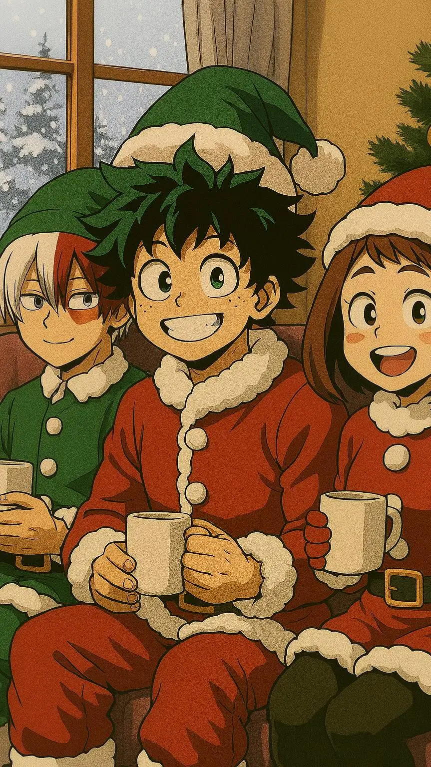ai character: MHA Chirstmas background