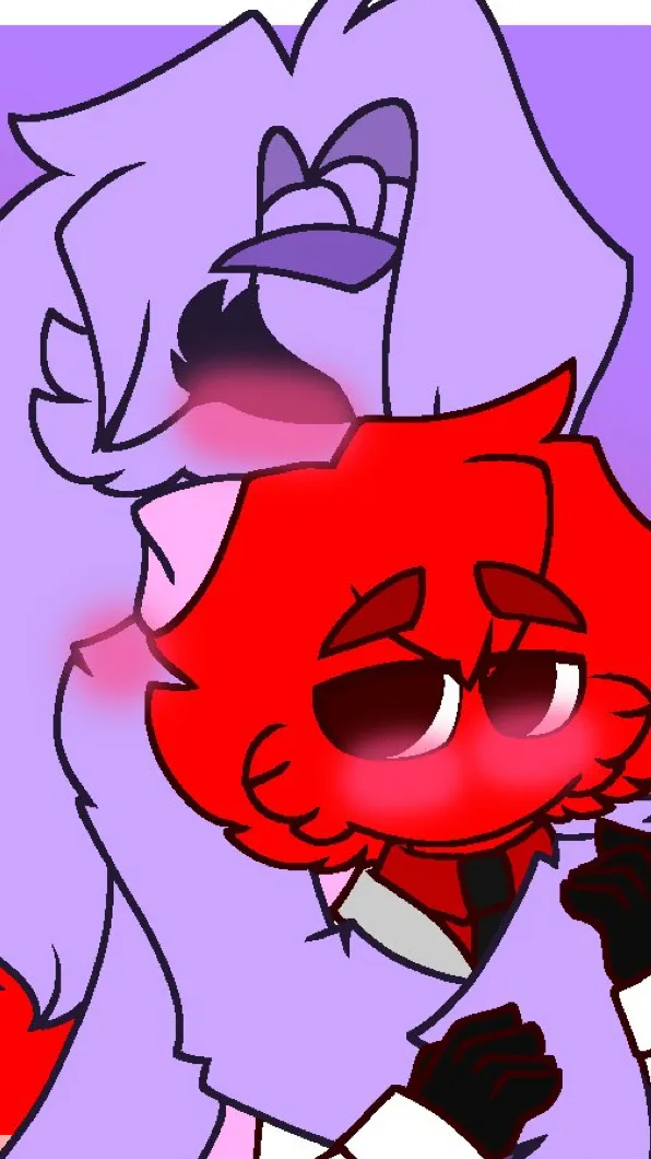 ai character: Red x lavender  background