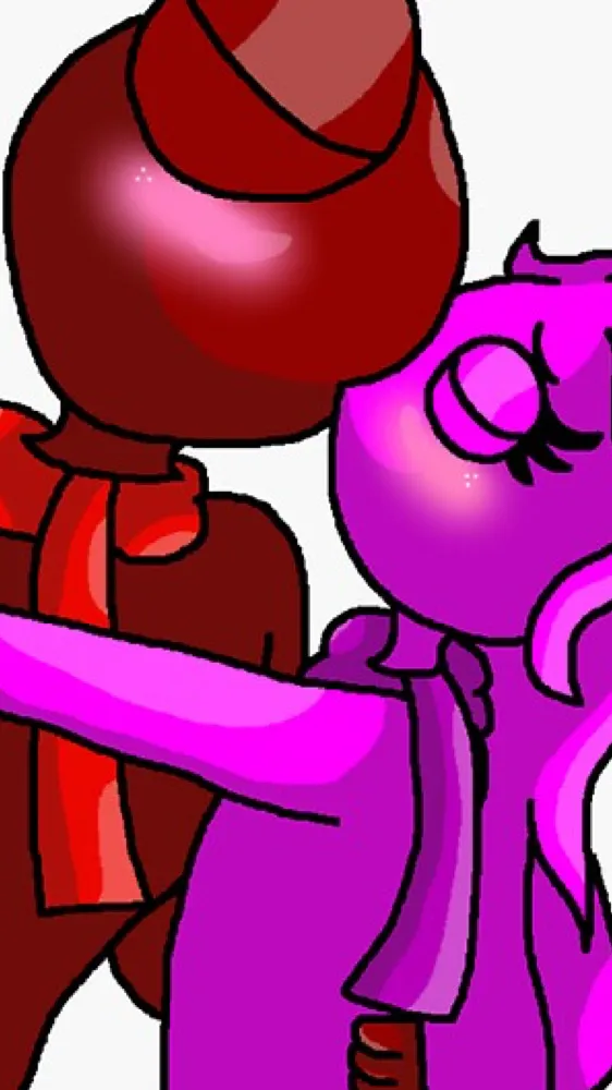 ai character: Red x magenta  background