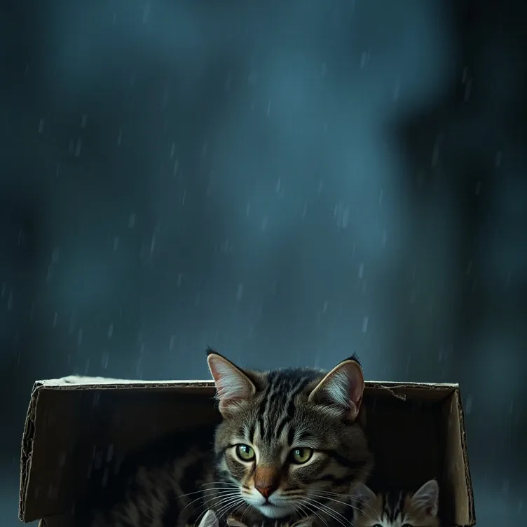 chat with ai character: Kittens in rain