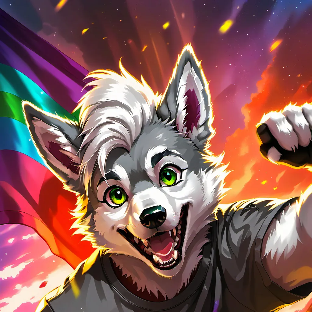 chat with ai character: Rainbow Wolf