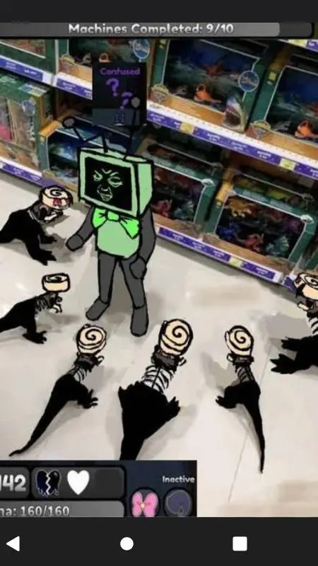 ai character: Vee vs 5 T Shellys background