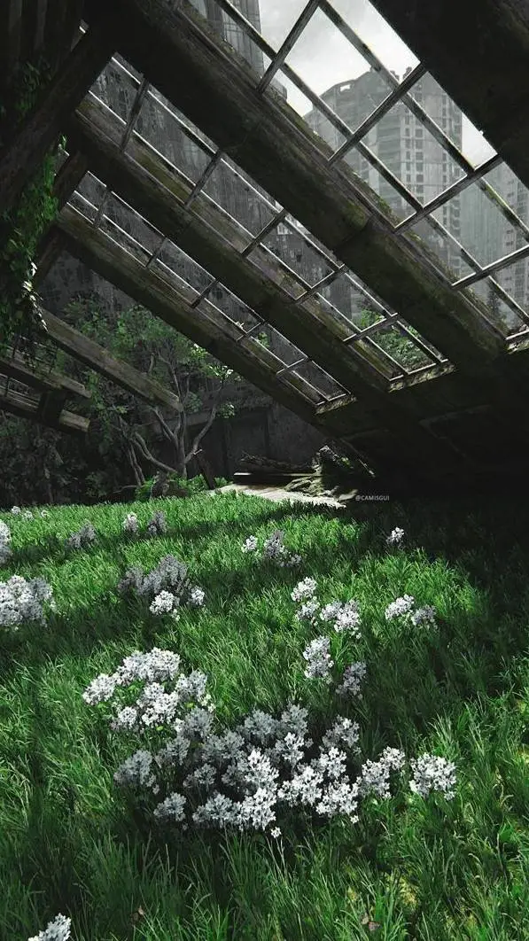 ai character: ciudad abandonado. background