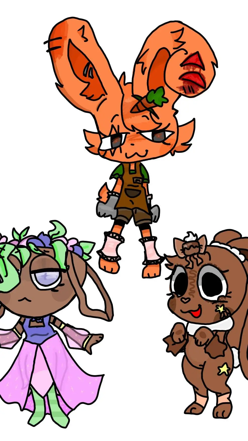 ai character: The bunniez[🐇🥕🧺🍫] background