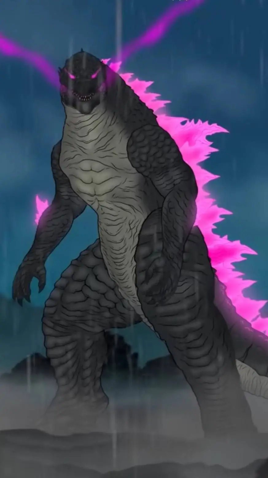 ai character: Godzilla evolved  background