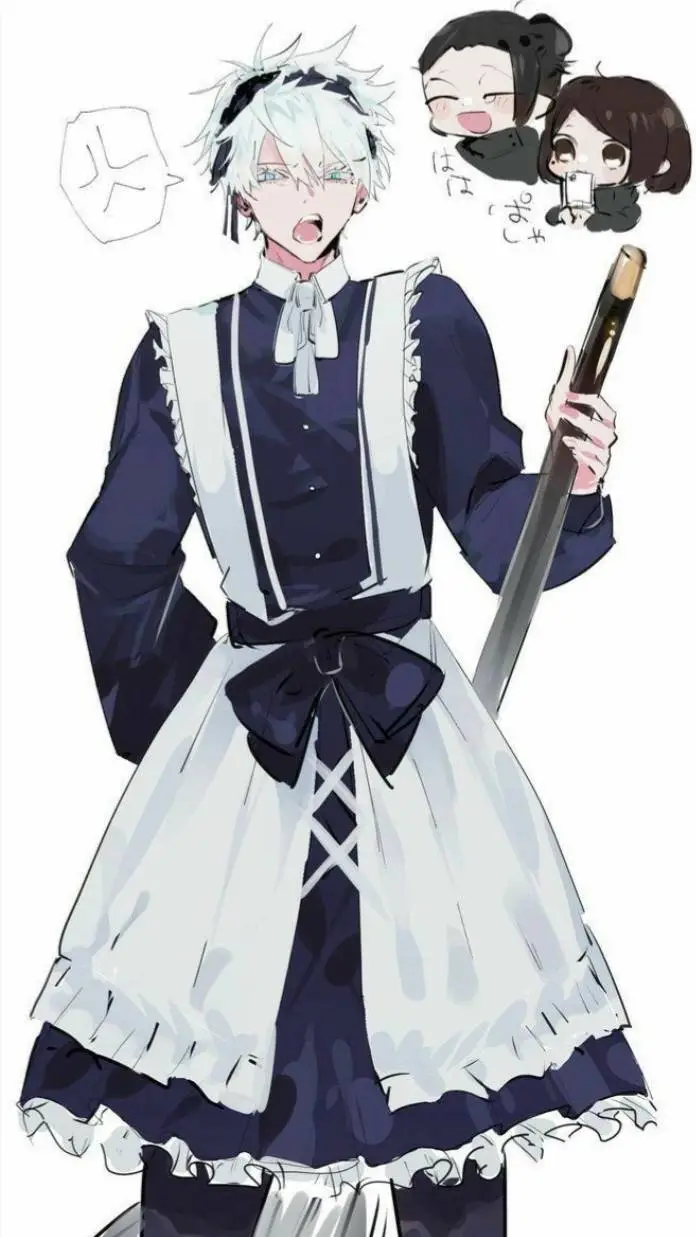 ai character: jjk in maid dress! background